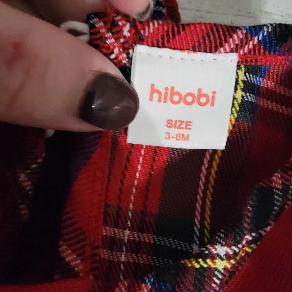 Hibobi baby red Plaid romper one piece with Ruffles size 3 to 6 months Christmas